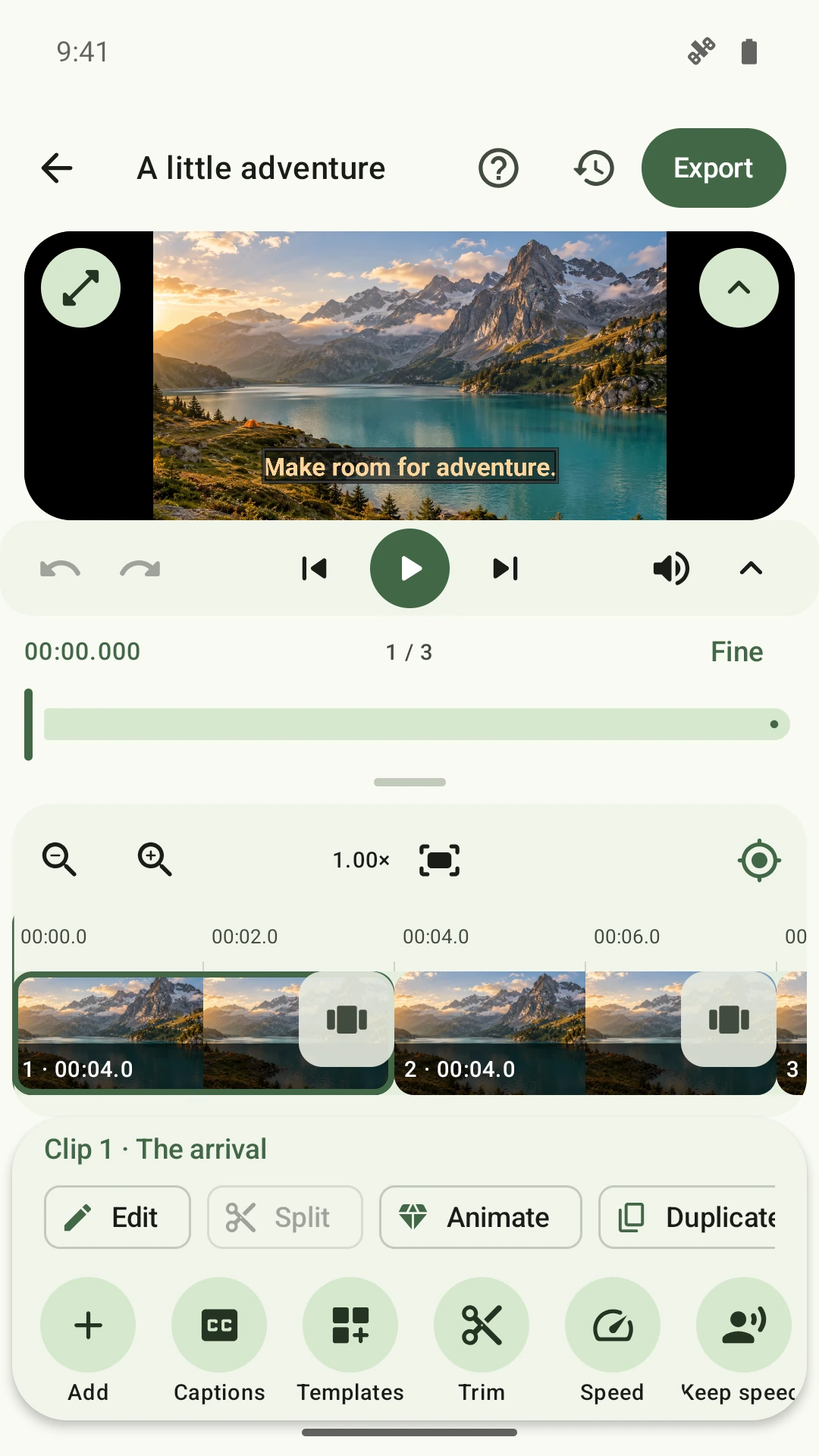 The real Editlezz editor with video preview, subtitle tracks and a multi-track timeline